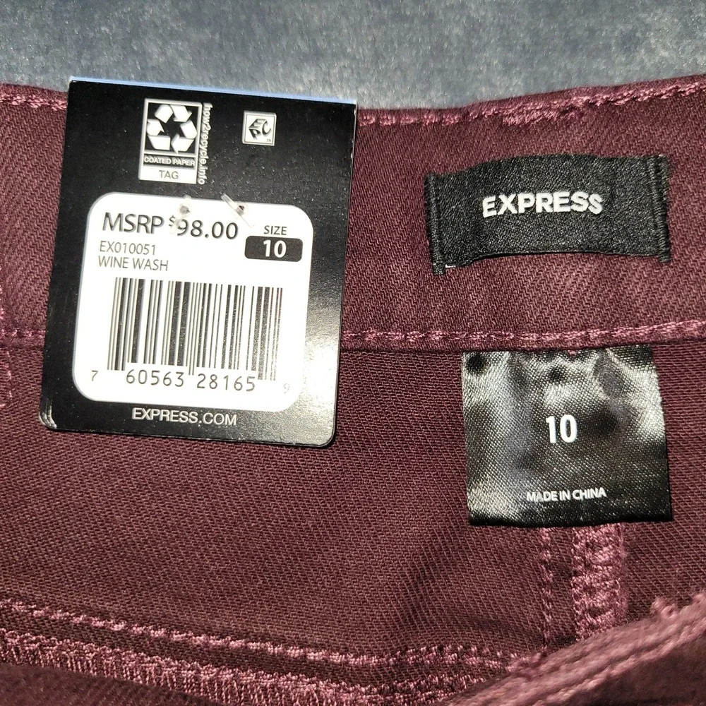 Express Womens Bootcut Jeans Wine Wash Burgundy‎ Size 10 NWT EX010051